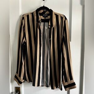 J. Crew women’s  Black and Tan Striped Button Down Shirt